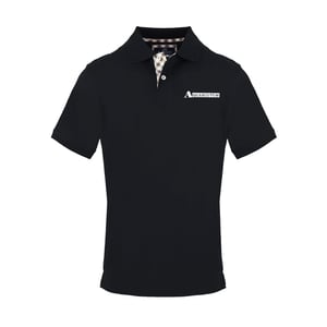 Men's Aquascutum Lacoste Lettering Collared Short Sleeve Polo Shirt in  Black