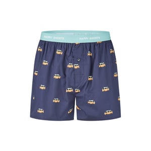 Happy Shorts X heren wijde boxershorts bus print donkerblauw
