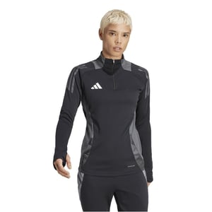 Women's adidas Tiro24 Funnel Neck Raglan Sleeve Athletic Top in Black/Dark Grey