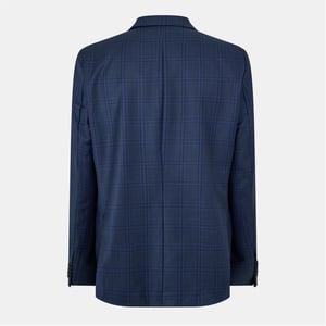 Men's Ted Baker Plaid Patterned Notch Collared Suit Jacket in Dark Blue