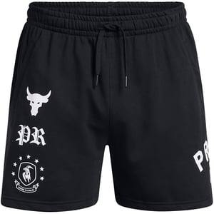 Men's Under Armour Project Rock Terry Fitness Bermuda Shorts in Black