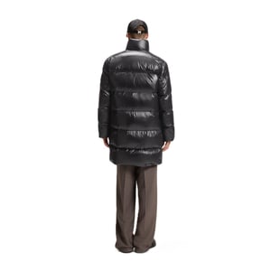 Men's Boss Magnus Solid Patterned Zipped Pocket Overcoat in Black