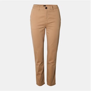 Women's Boss Solid Patterned Slim Chinos in Medium Beige