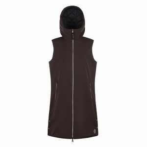 Women's Museum Solid Patterned Hooded Gilet in Mulch