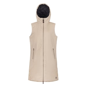 Women's Museum Solid Patterned Hooded Gilet in Brown Rice