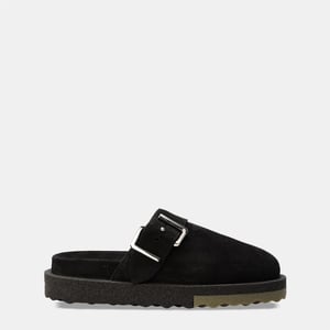 Men's Off White Clogs in Black Green