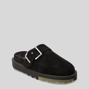 Men's Off White Clogs in Black Green