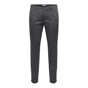 Men's Only Plaid Slim Five Pocket Chinos in Demitasse