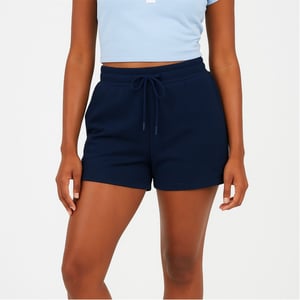 Women's Brave Soul Jersey Bermuda Sweat Shorts with Elasticated Waistband in Navy