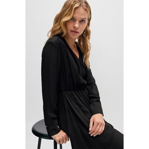 Women's Boss Dagatta V-Neck Midi Wrap Dress in Black