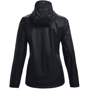 Women's Under Armour Solid Patterned Hooded Zipped Pocket Rain Jacket in Black