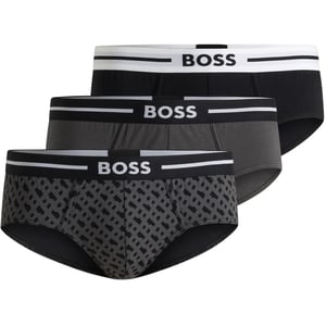Men's Boss 3 Piece Geometric Patterned Boxer Brief in Black Mono 980