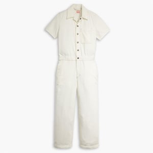 Women's Levis Heritage Collared Neck Short Sleeve Solid Patterned Jumpsuit in Serenity Now