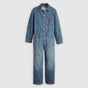 Women's Levis Iconic Collared Neck Long Sleeve Solid Patterned Jumpsuit in Stop Flaxing
