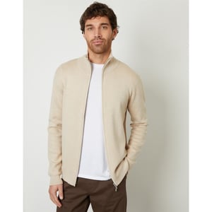 Men's Threadbare Wynnstay Zp Cardi in Oatmilk