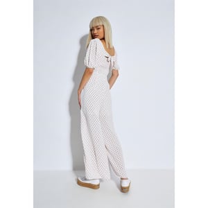 Women's Glamorous White Pink Cluster Ditsy Jumpsuit in White