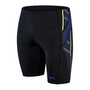 Men's Speedo Tech Stripe Patterned Jammer Short in Black/Blue