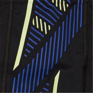 Men's Speedo Tech Panel Aqua Short Stripe Swim Brief in Black/Blue