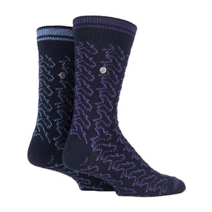 2 Pack Men's Casual Ribbed Cotton Dress Socks | Midweight Square Knit Socks