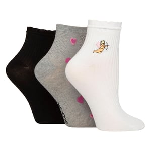 3-pack damer ribbad ankelstrumpor med volang - Mjuk stilren vardagspassform