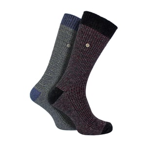 2 Pack Men's Casual Ribbed Cotton Dress Socks | Midweight Square Knit Socks