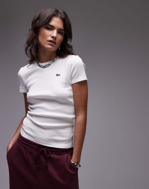 Lacoste crew neck short sleeve t-shirt in white