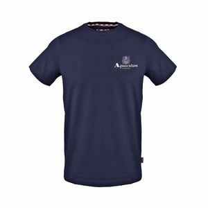 Men's Aquascutum Crew Neck Short Sleeve Regular Fit T-Shirt in Navy