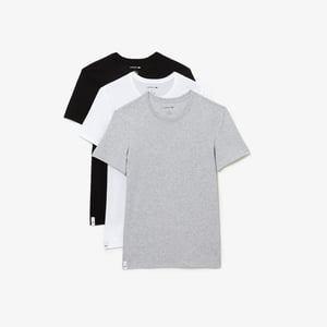 Men's Lacoste Crew Neck Short Sleeve Undershirt T-Shirt in White/Silver