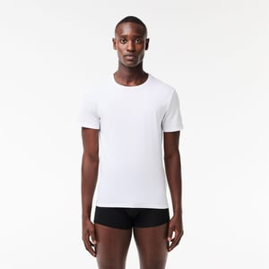 Men's Lacoste Crew Neck Short Sleeve Undershirt T-Shirt in White/Silver