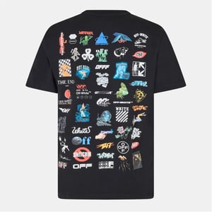 Men's Off White Regular Fit Lettering Crew Neck T-Shirt in Black/White