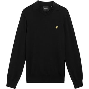 Men's Lyle And Scott Shirt Collar Long Sleeve Sweater in Jet Black