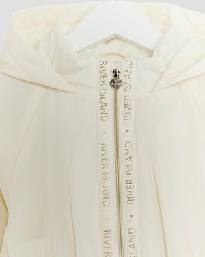 River Island Mini Girls Coat Cream Peplum Hooded Raincoat