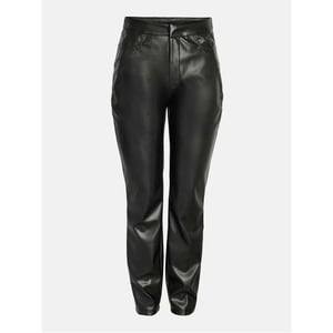 Women's Noisy May Solid Patterned Slim Chinos in Black