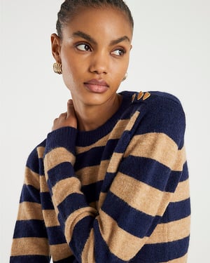 River Island Womens Jumper Navy Knitted Stripe Heart Button