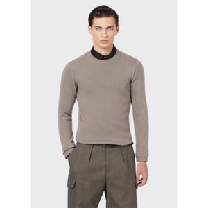 Men's Emporio Armani EA7 Crew Neck Regular Fit Sweater in Taupe