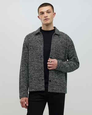 River Island Mens Shacket Grey Regular Fit Textured Collared
