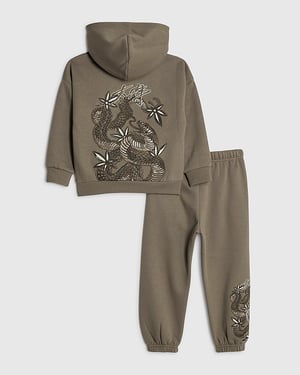 River Island Mini Boys Hoodie & Joggers Set Brown Japanese 2 Piece