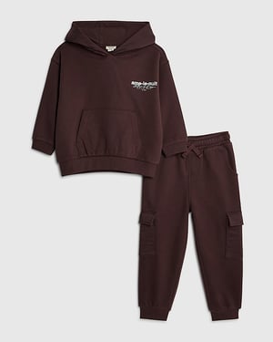 River Island Mini Boys Hoodie & Joggers Set Red Ame Le Nuit 2 Piece