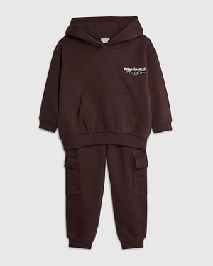 River Island Mini Boys Hoodie & Joggers Set Red Ame Le Nuit 2 Piece