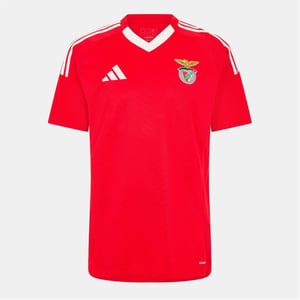 Men's adidas Jersey V-Neck Short Sleeve Competition T-Shirt in Benfica Red
