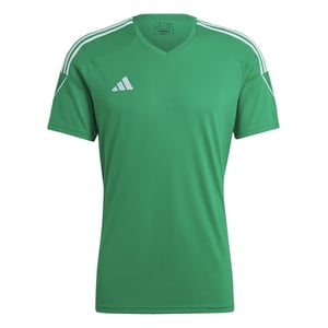 Men's adidas Tiro V-Neck Short Sleeve Jersey T-Shirt in Green/White