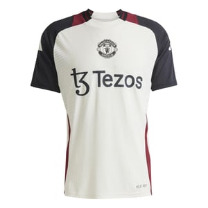 Men's adidas MUFC Pro Crew Neck Raglan Sleeve Jersey in Owhite/Black