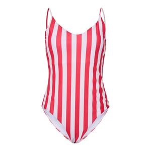 Pieces Dames badpak pcbaomi ronde hals rood/wit gestreept