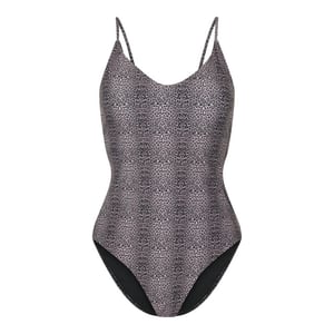 Pieces Dames badpak pcbaomi ronde hals zwart/luipaard print