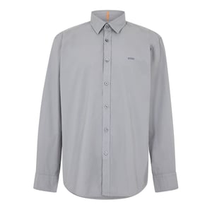 Men's Boss Relegant 6 M Plain Long Sleeve Shirt in Open Grey