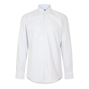 Men's Boss Spread Collar Long Sleeve Oxford Shirt in White