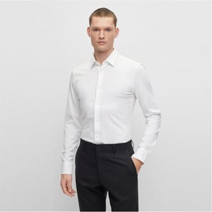 Men's Boss Slim Fit Collared Long Sleeve Oxford Shirt in White