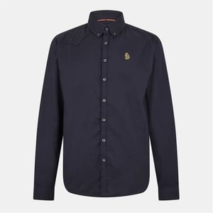 Men's Luke Oxford Long Sleeve Regular Fit Shirt in Jet Black