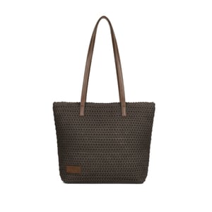 Womens Beach Bag - Large Straw Summer Tote with Zip Closure in Brown