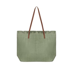 Large Woven Straw Beach Bag - Open-Top Summer Tote in Green